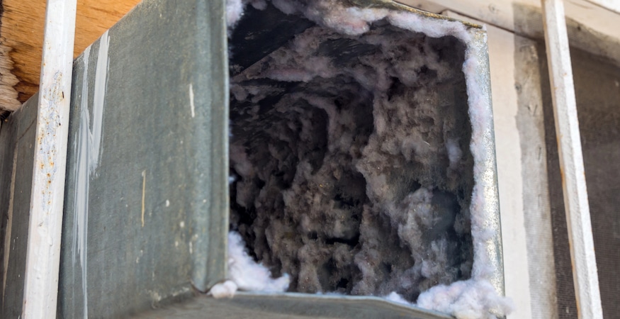 How Dirty Ducts Can Undermine Your HVAC System Clogged dryer vent filled with lint buildup