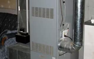 Residential furnace unit in a basement
